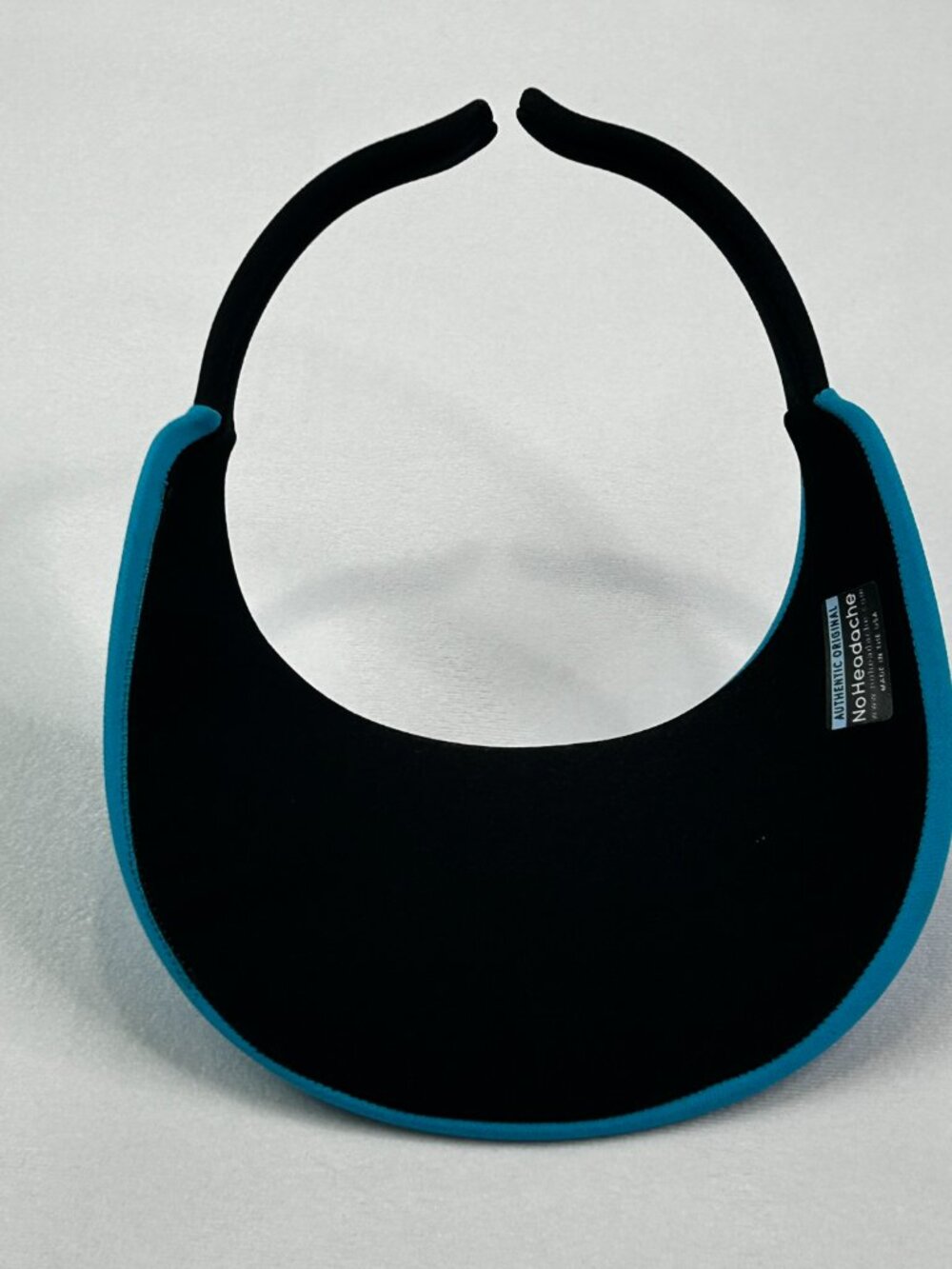 Sun Visors: No Headache Original Round Brim Black & Turquoise Blue - UPF 50 - Picture 7 of 12